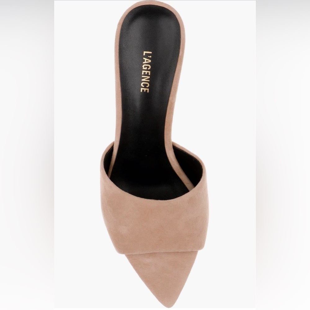 L'AGENCE Blush Suede Pointed Toe Slide Mule
